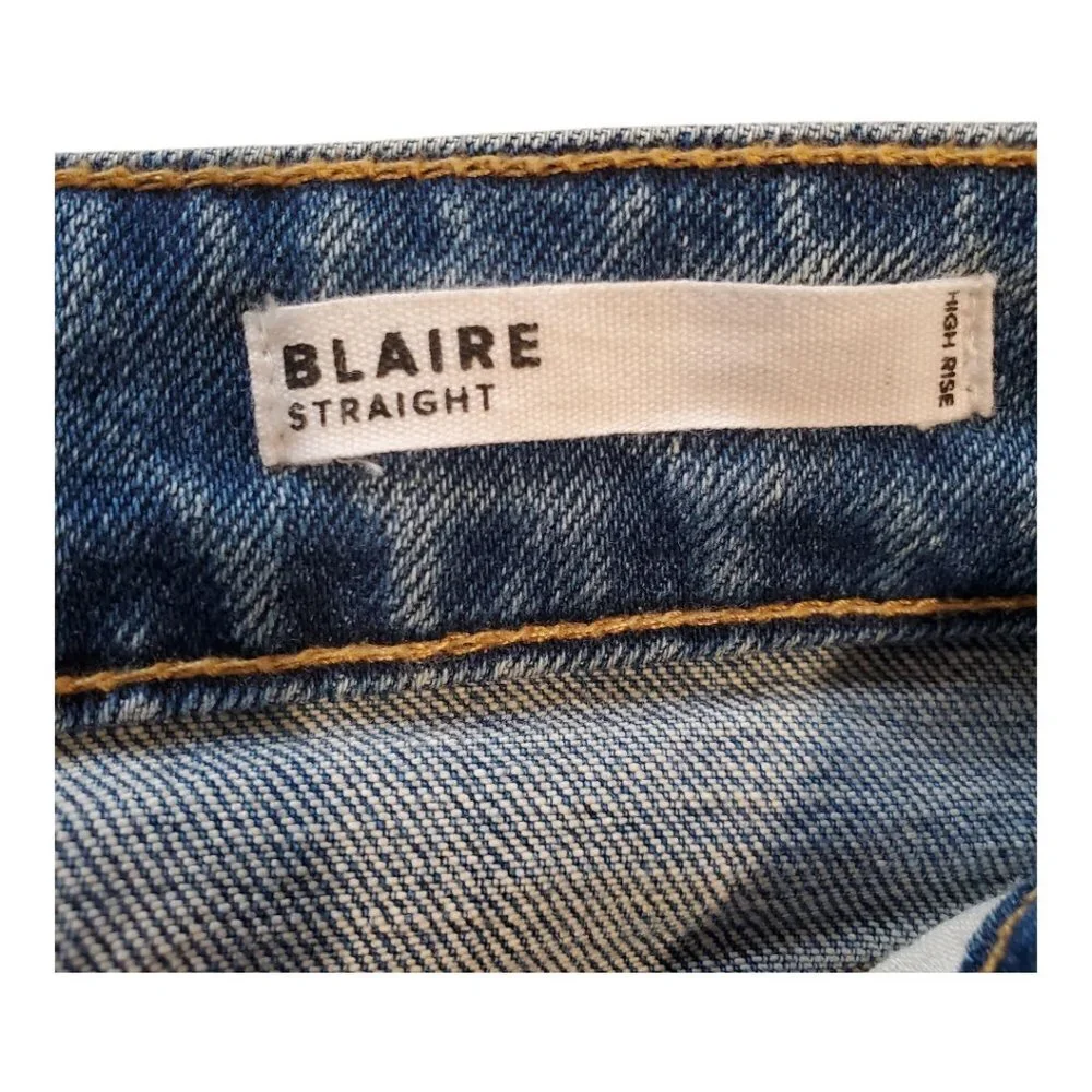 DEAR JOHN SZ 31 BLAIRE STRAIGHT LEG Stretch Distressed Cuffed 5Pocket Blue Jeans